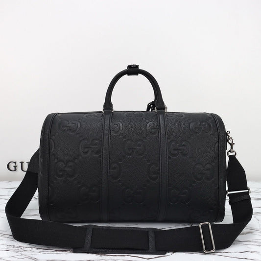 Bolsa Duffle Couro Padrão Letras Entrelaçadas Marrom Grande