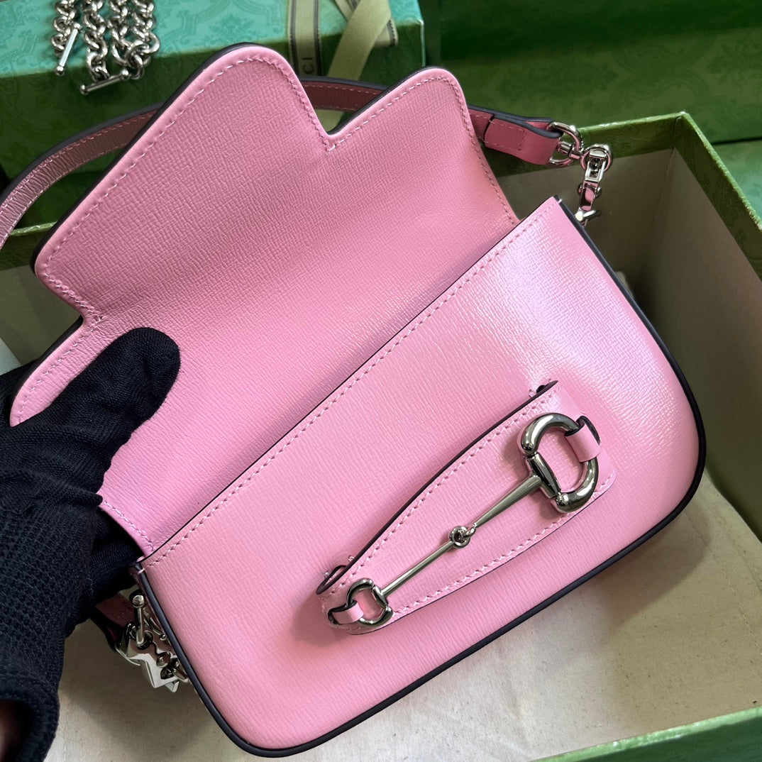 Bolsa Satchel Couro Rosa Fivela Ferradura