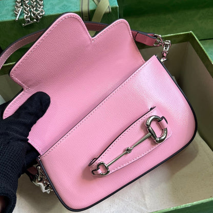 Bolsa Satchel Couro Rosa Fivela Ferradura