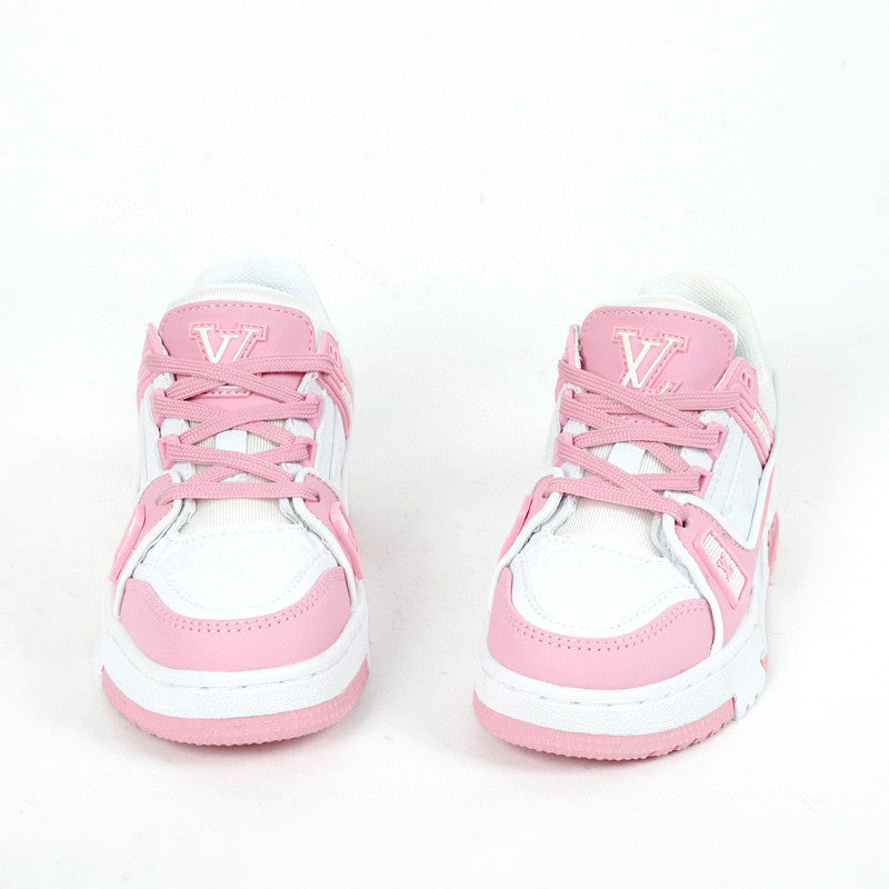 Tênis Infantil Padrão Monograma Geométrico Rosa