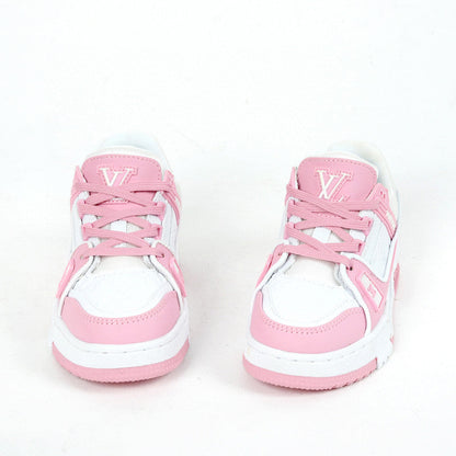 Tênis Infantil Padrão Monograma Geométrico Rosa