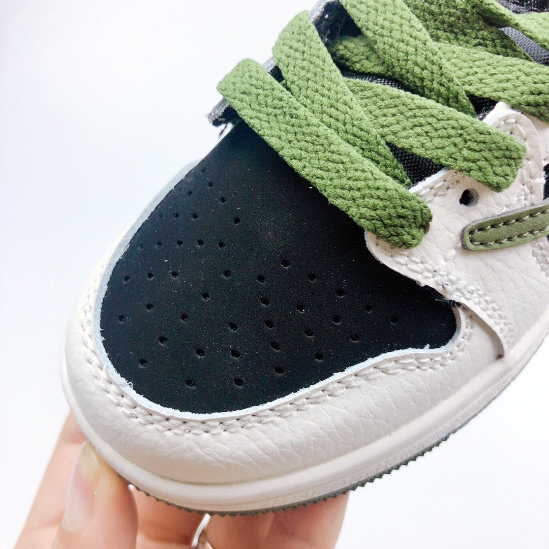 Tênis Cano Alto Basquete Couro Preto e Verde Infantil