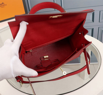 Bolsa Estruturada Couro Vermelho Tira Ajustável