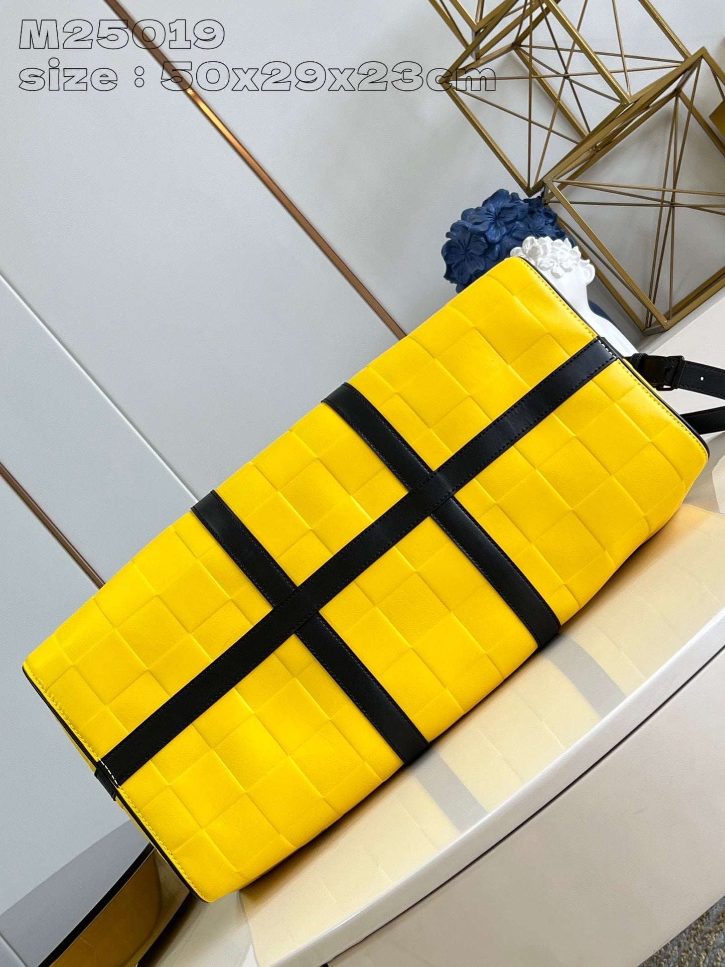 Mala Viagem Couro Amarelo Alça Ajustável 50cm