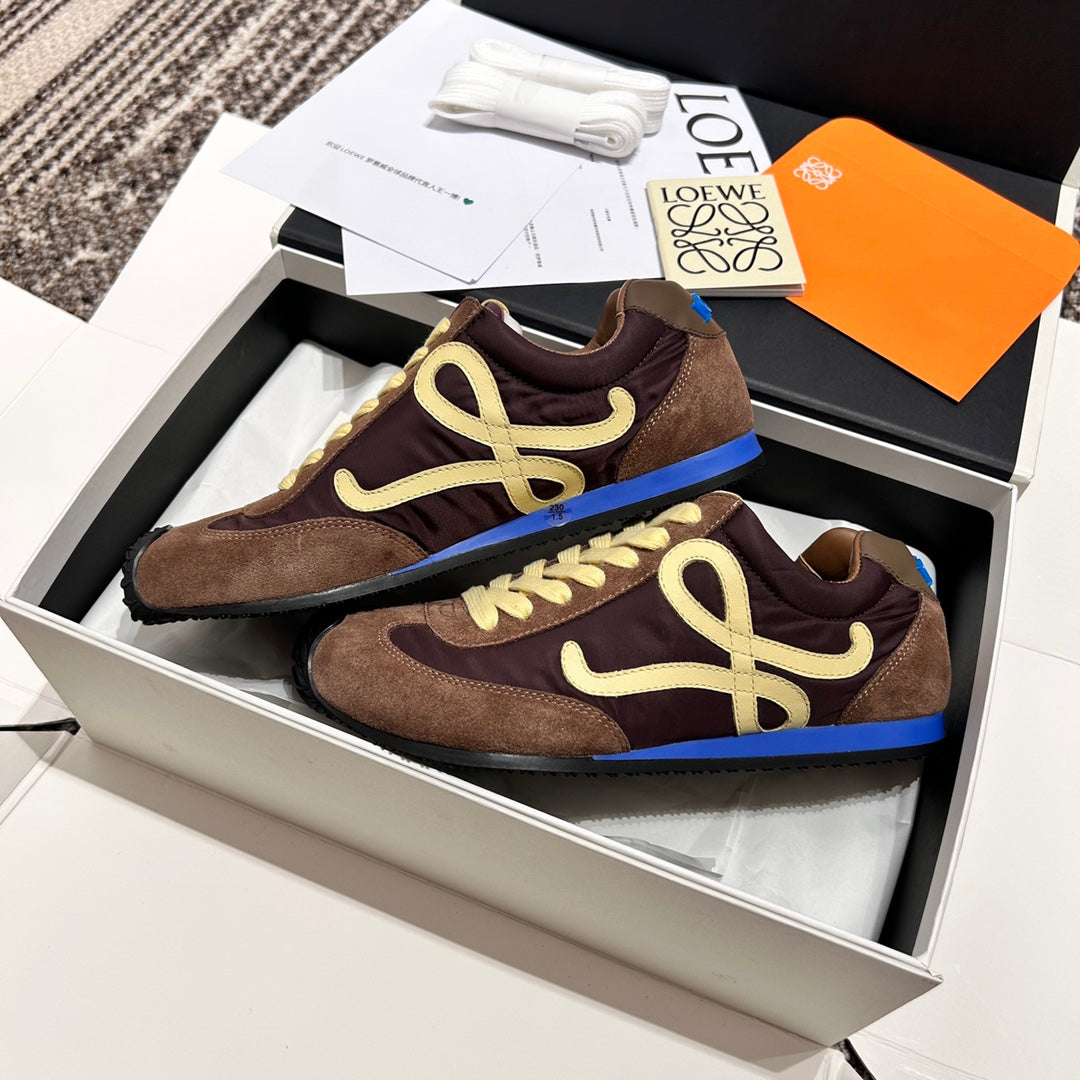 Tênis Runner Couro Marrom Design Minimalista