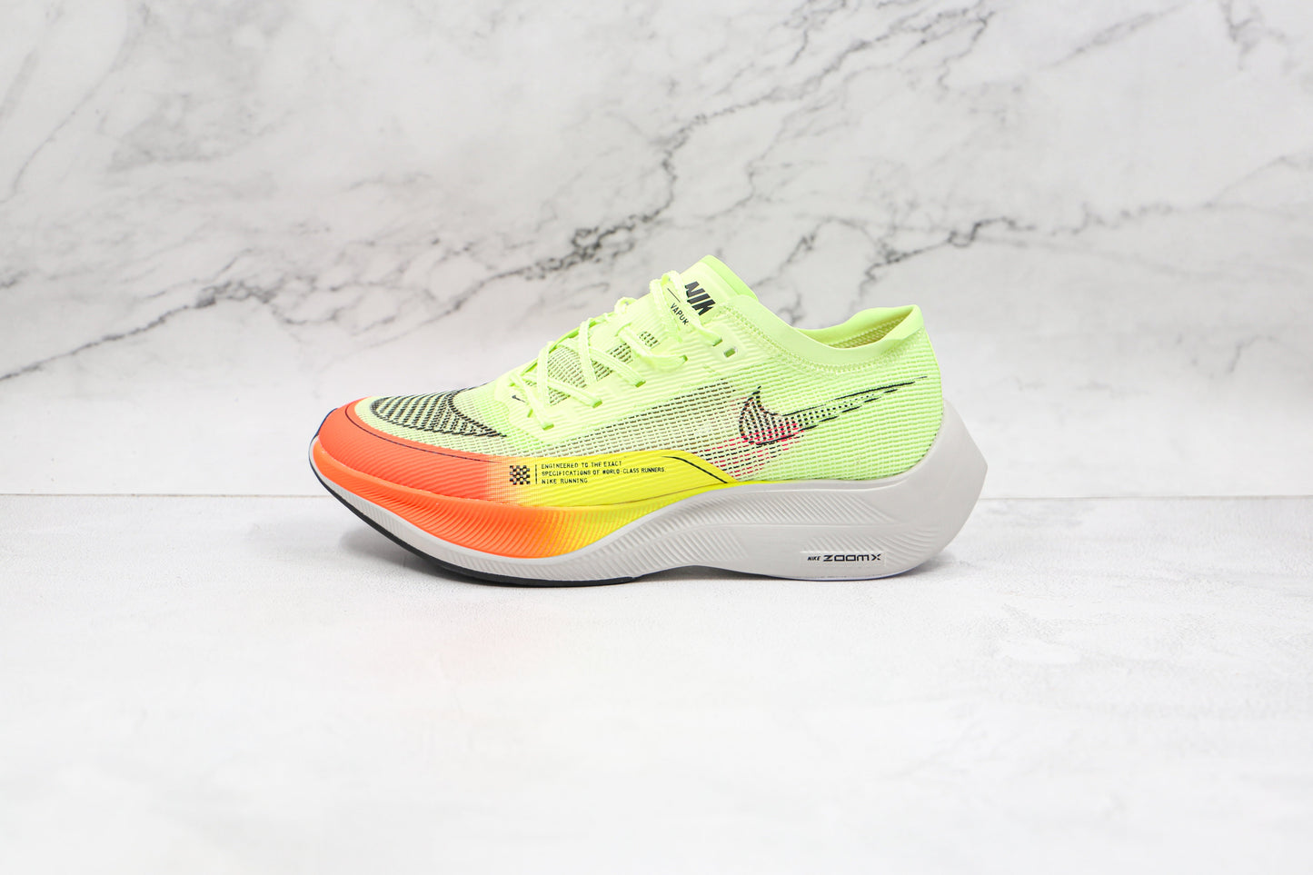 Tênis Running Malha Amarelo Neon Detalhe Laranja