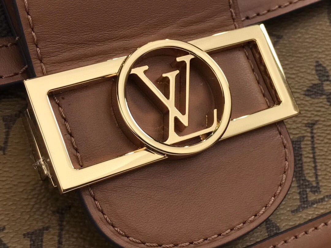 Bolsa Tiracolo Mini Couro Canvas Padrão Monograma Geométrico Marrom