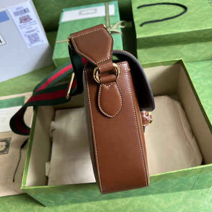 Bolsa Couro Marrom Fecho Metálico Ferradura