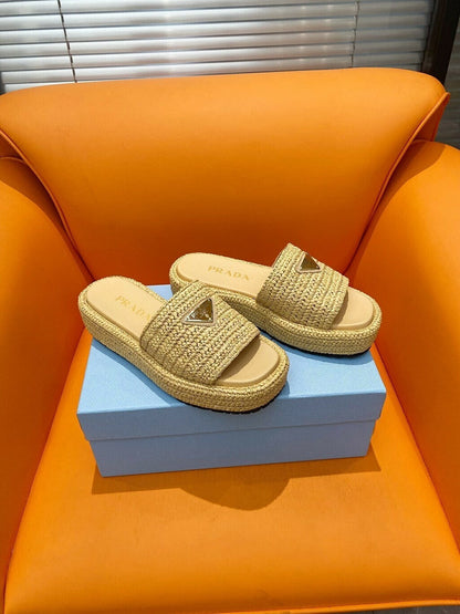 Sandália Flatform Crochê Natural Tira Frontal