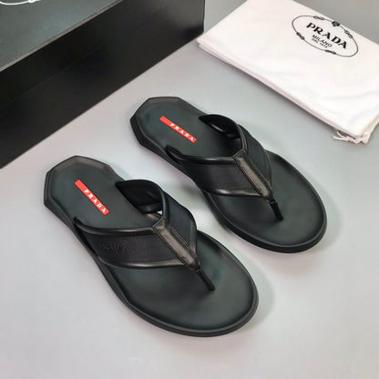 Sandália Slide Couro Preto Minimalista