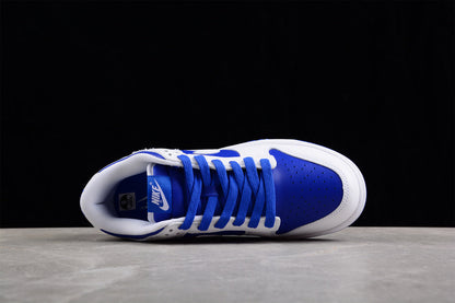 Tênis Cano Baixo Couro Branco Detalhe Azul Racer