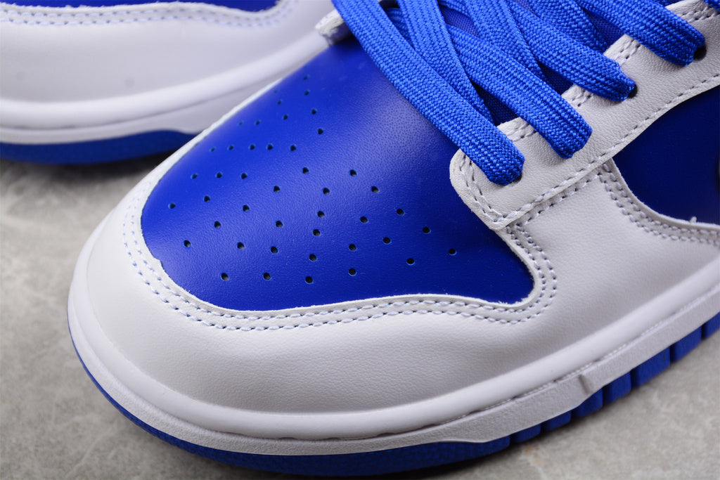 Tênis Cano Baixo Couro Branco Detalhe Azul Racer