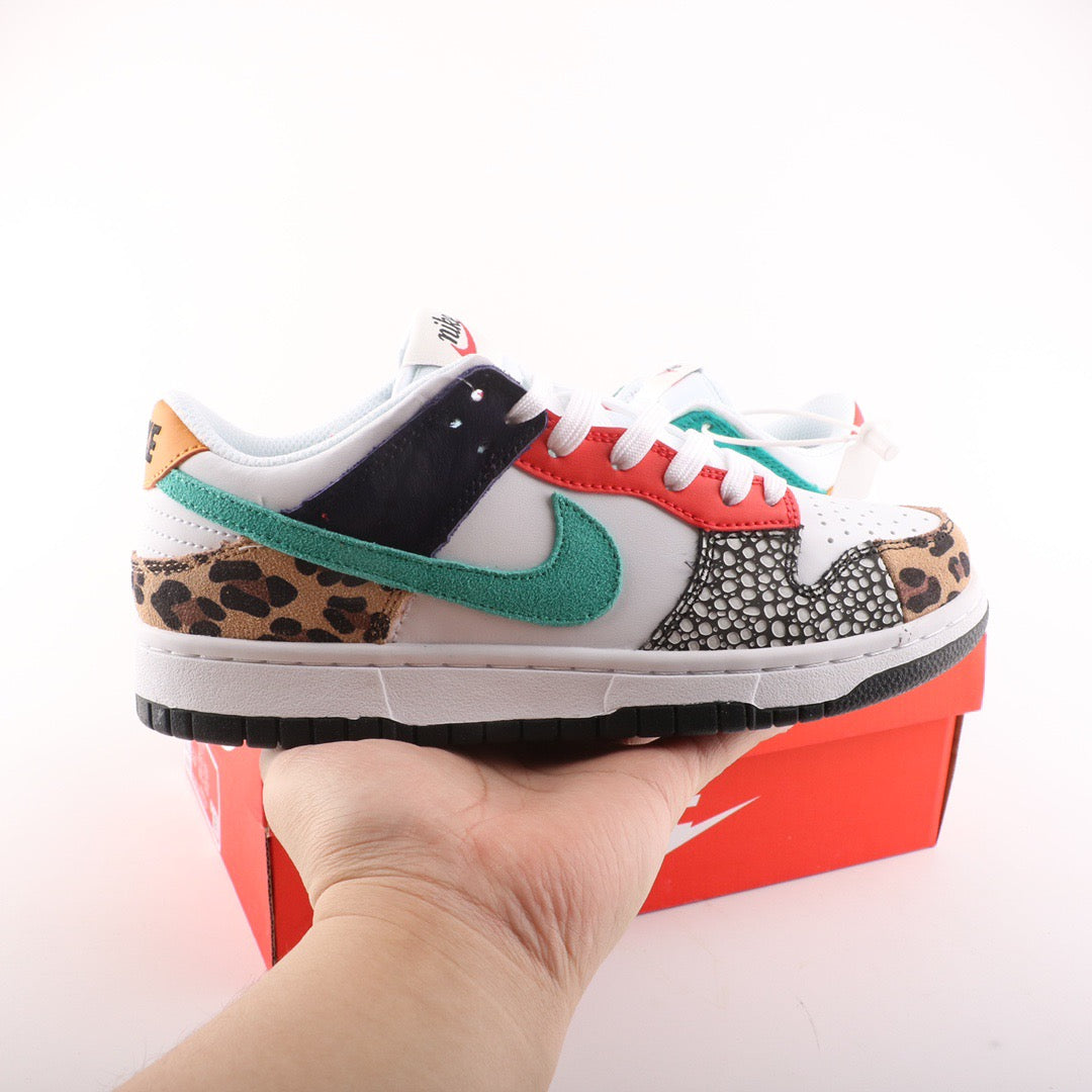 Tênis Cano Baixo Couro Safari Padrão Animal Print