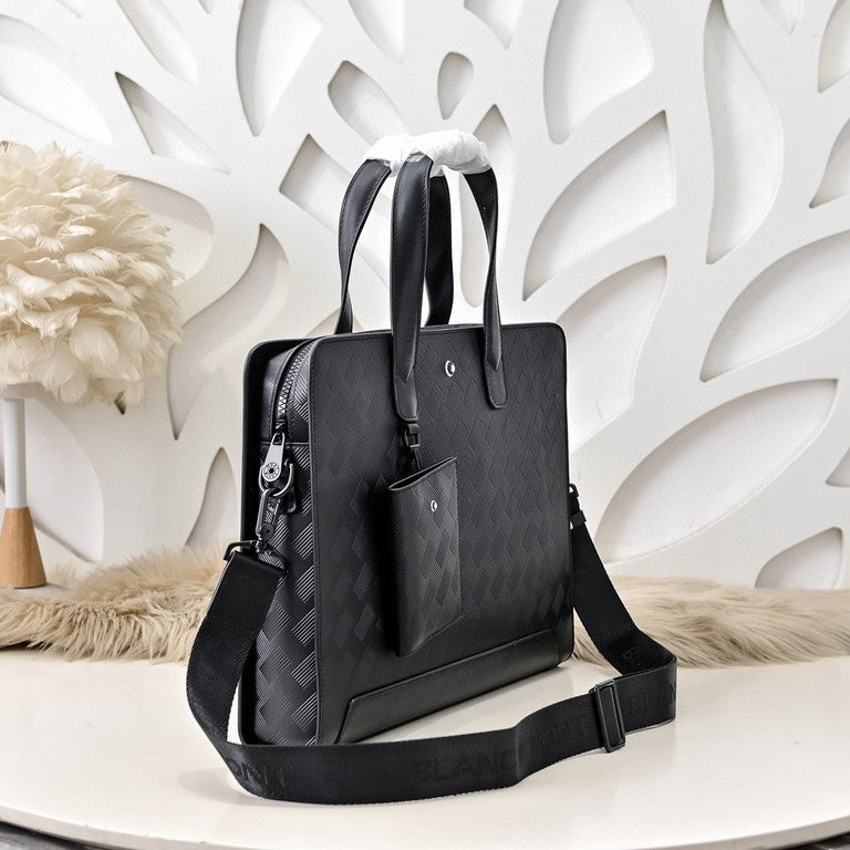 Mochila Messenger Couro Preta Estruturada