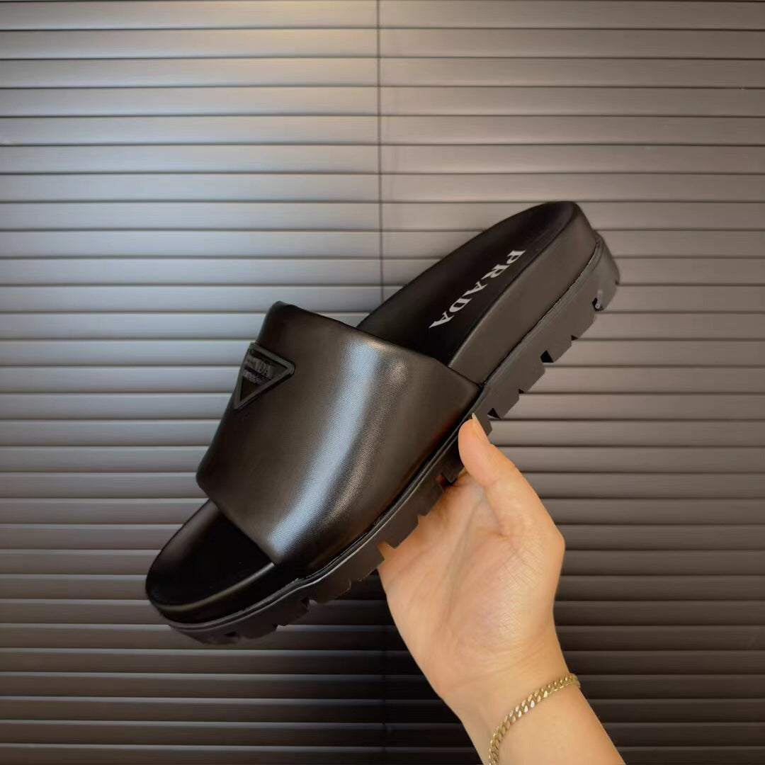 Slide Couro Preto