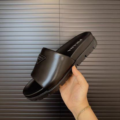 Slide Couro Preto