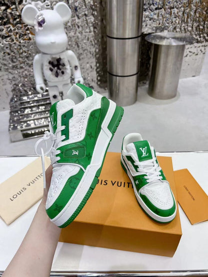 Tênis Signature Couro Verde e Branco
