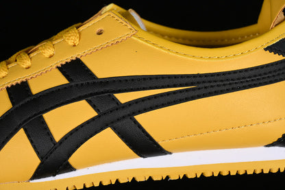 Tênis Couro Camurça Amarelo Listra Preta Lateral