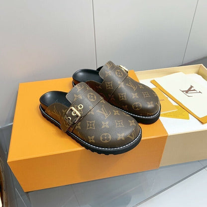 Sandália Couro Cacao Conforto Flat