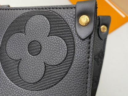 Bolsa Tote Couro Preto Padrão Monograma Geométrico GM