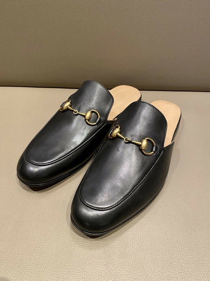Mocassim Couro Preto Slipper Conforto