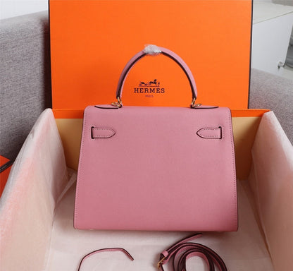 Bolsa Satchel Couro Rosa com Alça Frontal