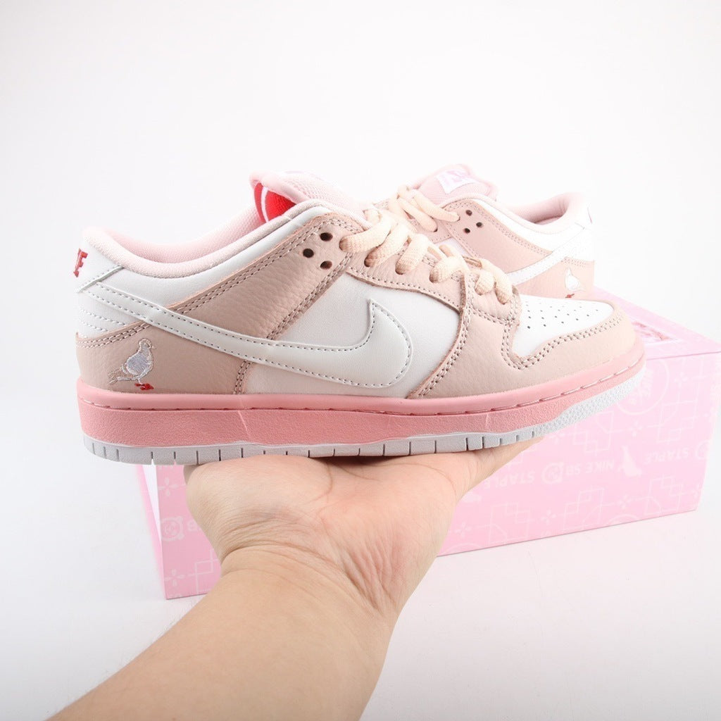 Tênis Cano Baixo Skate Couro Rosa Pombinha