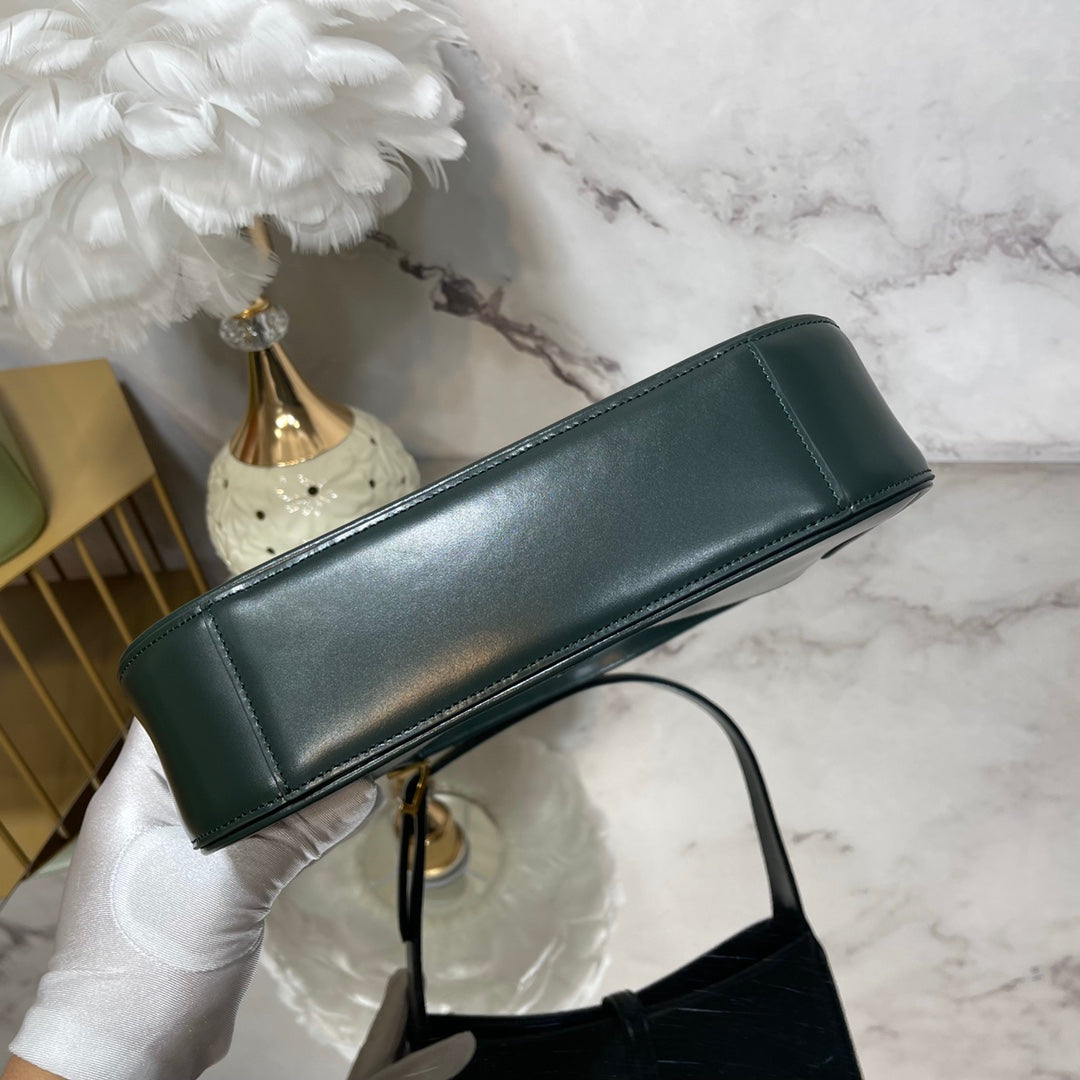 Bolsa Satchel Couro Verde Fechamento Frontal Minimalista