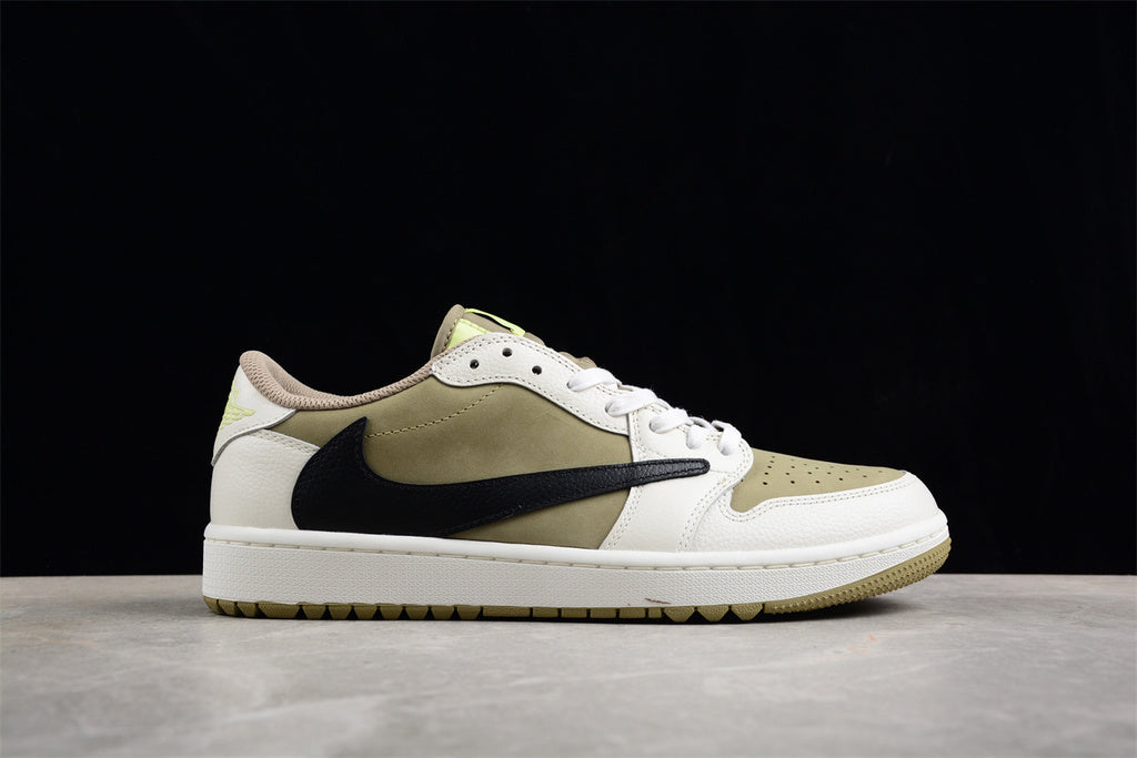 Tênis Cano Baixo Couro Olive com Detalhes Contrastantes