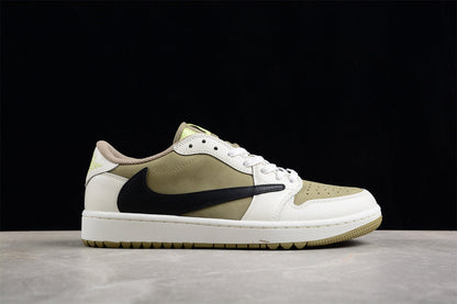 Tênis Cano Baixo Couro Olive com Detalhes Contrastantes