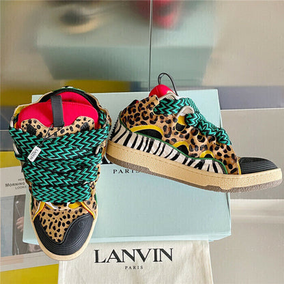 Tênis Couro Animal Print Solado Robusto
