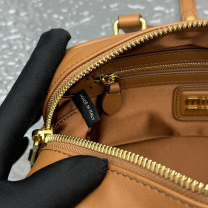 Bolsa Satchel Couro Marrom Compartimentos Estruturada