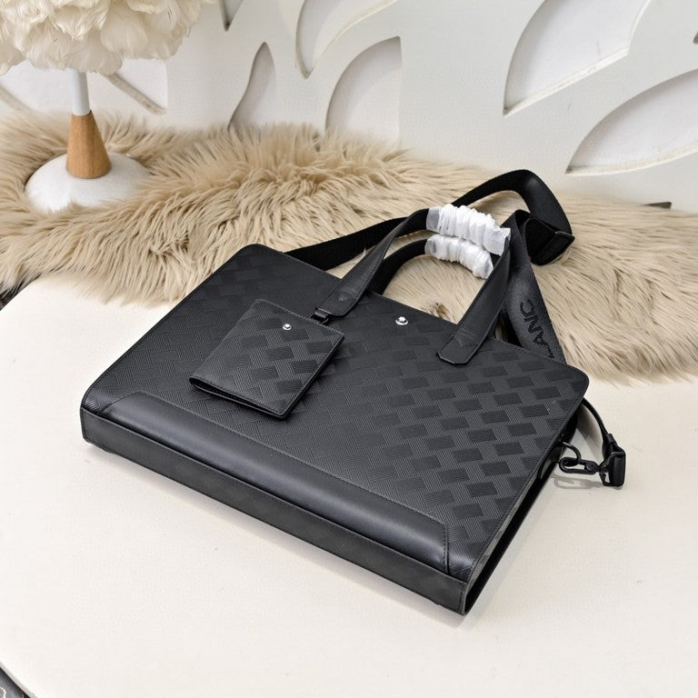 Mochila Messenger Couro Preta Estruturada