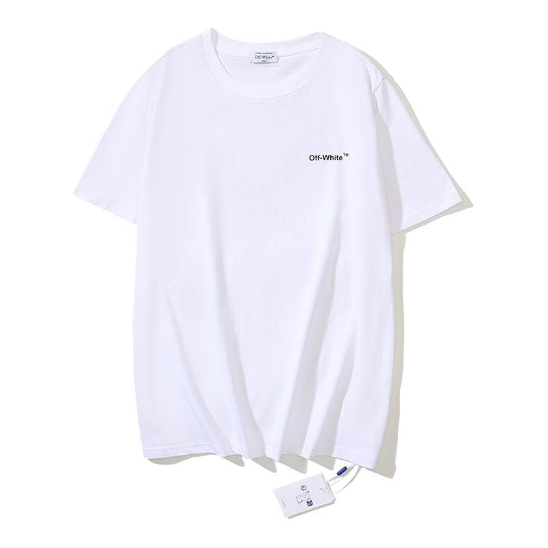 Camiseta Algodão Branca Seta Frontal Estampada