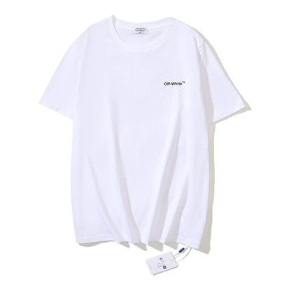 Camiseta Algodão Branca Seta Frontal Estampada