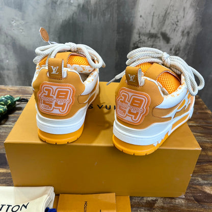 Tênis Skate Couro Amarelo e Branco