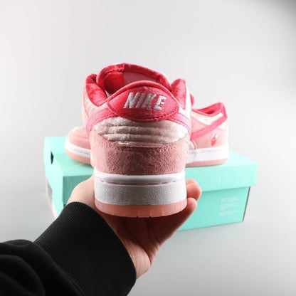 Tênis Cano Baixo Skate Couro Rosa Padrão Corações