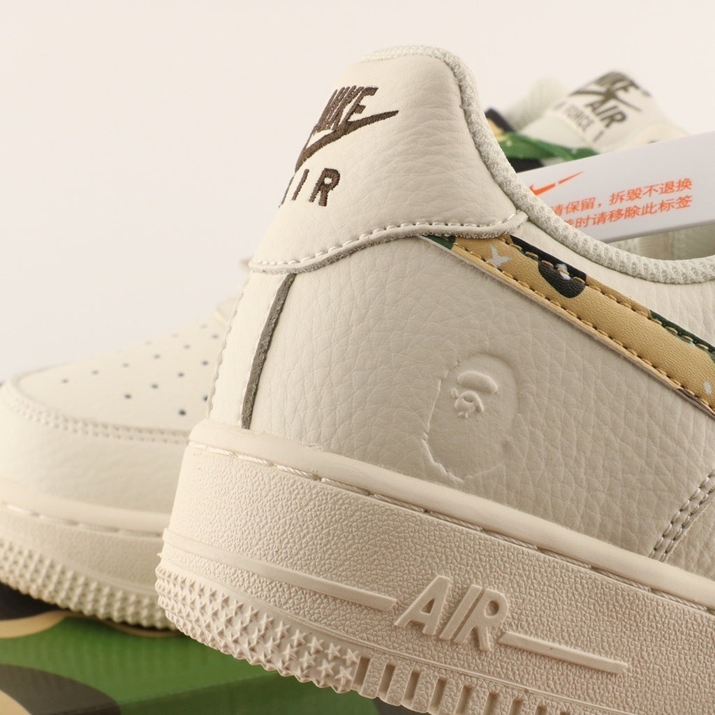Tênis Cano Baixo Couro Branco Camuflado