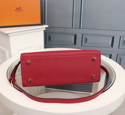 Bolsa Estruturada Couro Vermelho Tira Ajustável