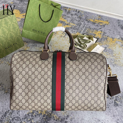 Bolsa Duffel Grande Couro Preto com Alças