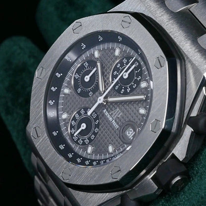 Relógio Automático Esportivo 42mm Cinza Grafite Pulseira Integrada