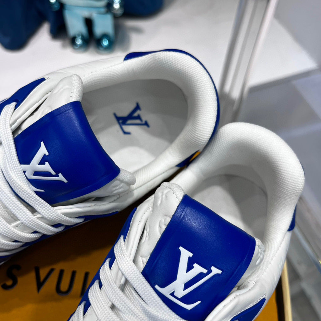 Tênis Casual Couro Branco Azul