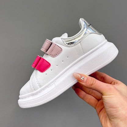 Tênis Couro Branco Detalhe Rosa Infantil