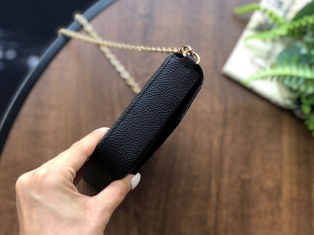 Bolsa Pequena Couro Padrão Monograma Embossado Preto
