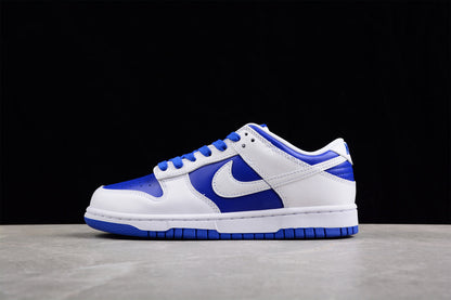 Tênis Cano Baixo Couro Branco Detalhe Azul Racer