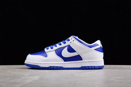 Tênis Cano Baixo Couro Branco Detalhe Azul Racer