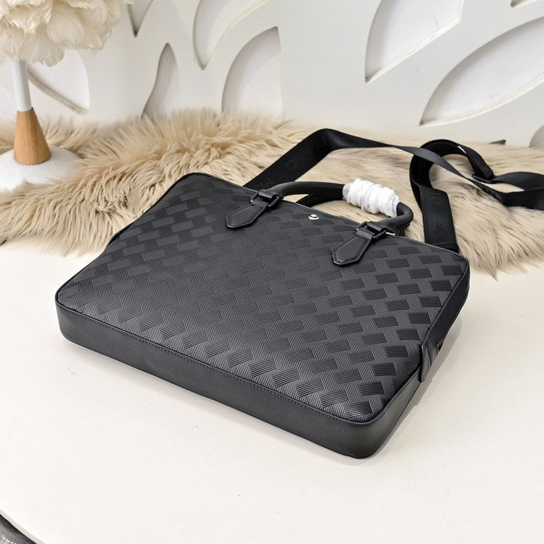 Mochila Messenger Couro Preto com Alça Ajustável