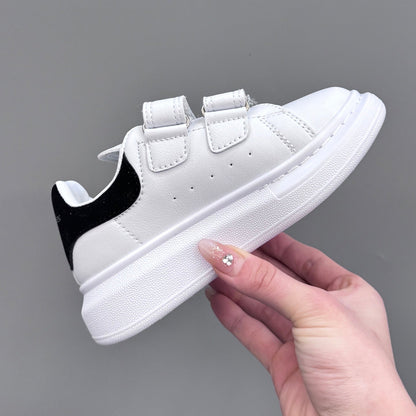 Tênis Infantil Couro Branco com Detalhe Preto