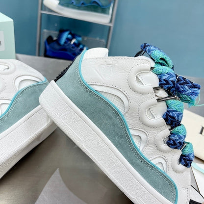Tênis Couro Branco Detalhe Azul Solado Chunky