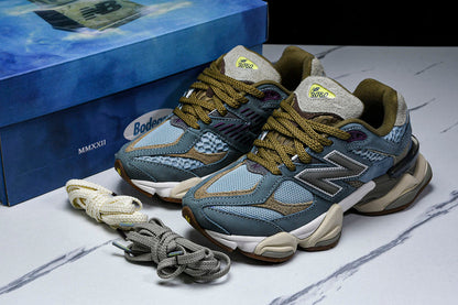 Tênis Runner Malha Cinza Detalhe Marrom Vintage